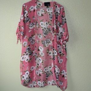 Kaii sheer cover bathing suit beach poolside floral top